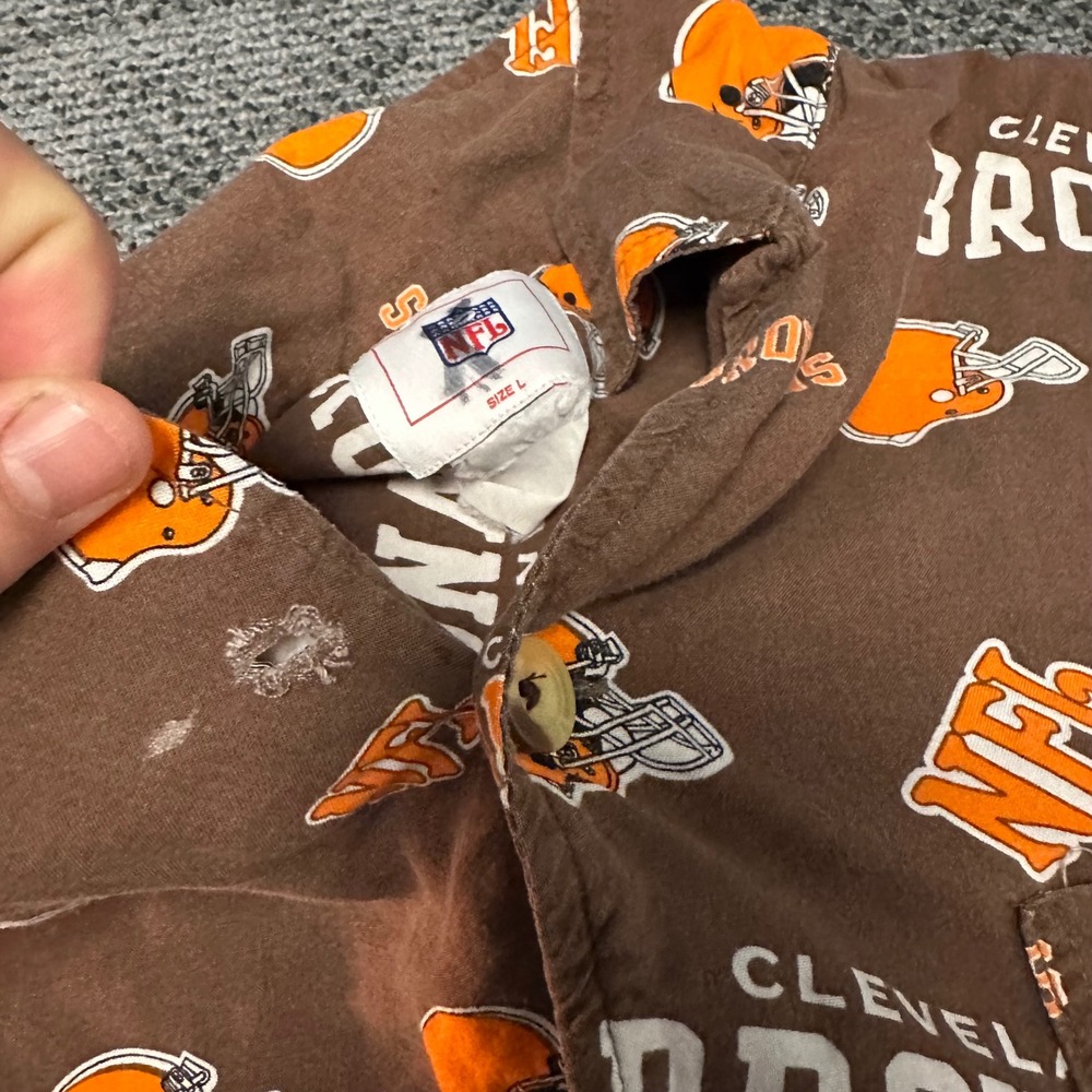 Vintage NFL Cleveland Browns All Over Print Button Down Shirt Mens Large DB70 - Picture 6 of 7